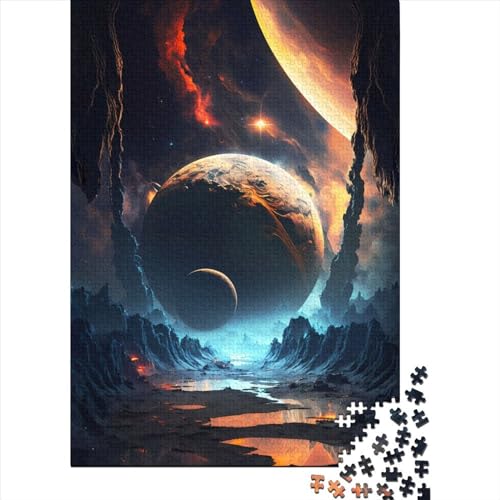 Kunstpuzzle für Erwachsene, 1000 Teile, „Tal der Planeten“, Holzpuzzle für Erwachsene, Puzzles für anspruchsvolle Puzzlespiele und Familienspiele (Größe 29,53 x 19,69 Zoll)