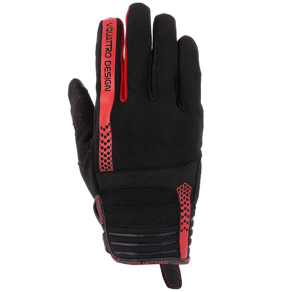 V Quattro Design Rush 18 Herren Handschuhe, Schwarz/Rot, Größe M