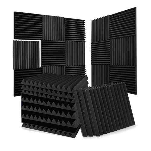 Pluuttiem 52er-Pack Akustikschaumstoffplatten, 1 X 12 X 12, Schalldichte Schaumstoffplatten für Wände