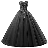 Zorayi Damen Liebsten Lang Tüll Formellen Abendkleid Ballkleid Festkleider Schwarz Größe 46