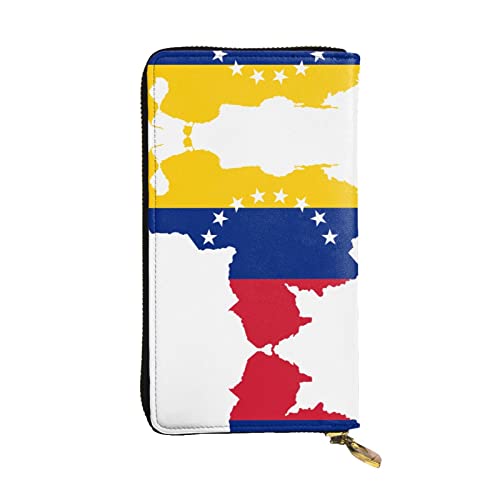 DMORJ Lange Clutch aus Leder mit Venezuela-Flagge: 19 x 10 cm, bequem, leicht, wasserdicht, langlebig, schönes Geschenk, Schwarz, Einheitsgröße, Schwarz , Einheitsgröße