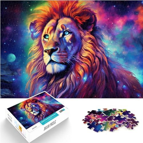 Puzzles, Geschenke, Spielzeug, Löwe auf bunter Galaxie, 1000 Teile, Holzpuzzle, jedes Teil ist einzigartig – anspruchsvolles, unterhaltsames Familienspiel, 1000 Teile (50 x 75 cm)