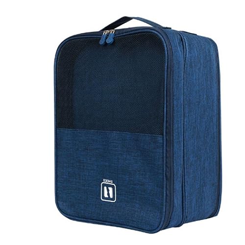 Meiliyizu Reise-Schuhtasche, langlebig, Schuhaufbewahrung, Organizer für Reisen, passend für bis zu 3 Paar Schuhe, wasserdicht, tragbar, Schuhhaltertasche, marineblau, M