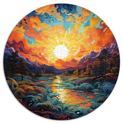 Puzzle, Lernspiele, Orange Sunset Oilpainti Puzzles für Erwachsene, 1000 Teile, 67,5 x 67,5 cm, Lernspiel, Geschenke für Freunde und Familie