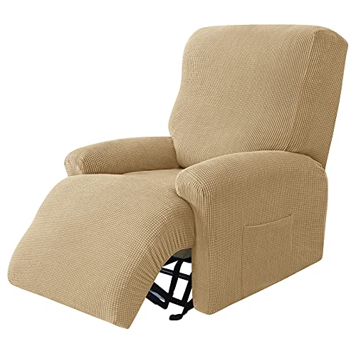 JHLD Stretch Sesselbezug Relaxsessel, Jacquard Ruhesessel Bezug 4 Stück Weiche Ruhesessel Bezüge Relaxsessel Bezug Abnehmbare Waschbar Für Wohnzimmer-Khaki-Ruhesessel