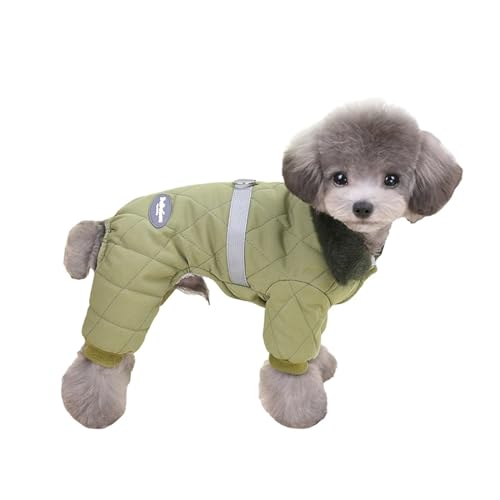 Hundeoverall mit Pelzkragen, Winterkleidung, passend für kleine Hunde, Welpen, Overall, Chihuahua-Jacke, Pudel, Kostüme, Haustiermäntel (Armeegrün, M)