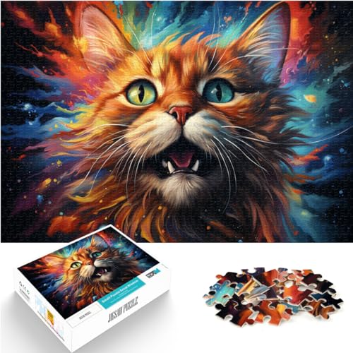 Spielgeschenk Puzzle Fantasie bunte Sternenhimmelkatze 1000 Teile Puzzle Holzpuzzle Spielzeug Puzzle Lernspiele Stressabbau Puzzle 1000 Teile (50x75cm)