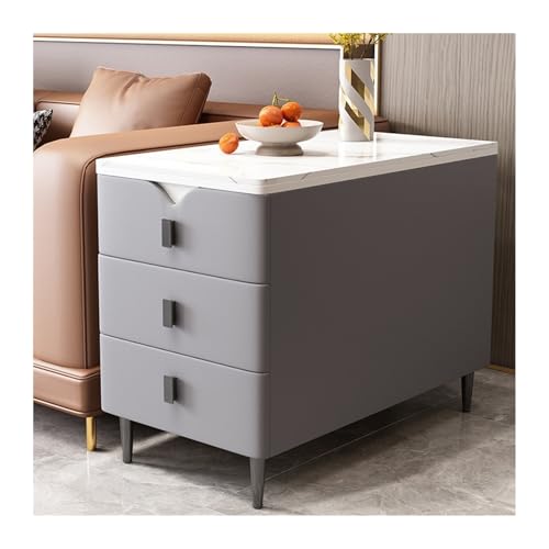 FUHAI-666 Sideboard, Aufbewahrungsschrank, Sofa-Sideboard, schmales Wohnzimmer-Aufbewahrungsmöbel, Massivholz, Eimer-Sideboard, 3 Schubladen(Light Gray)