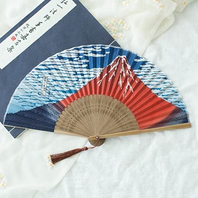 VSULZVNU Faltfächer Faltbarer Japanischer Japanischer Klassischer Blumen Faltbarer Kirschblüten Alte Handgemachte Seide Klassischer Ventilator Kompatibel mit Hanfu Fan (A4) (A4)