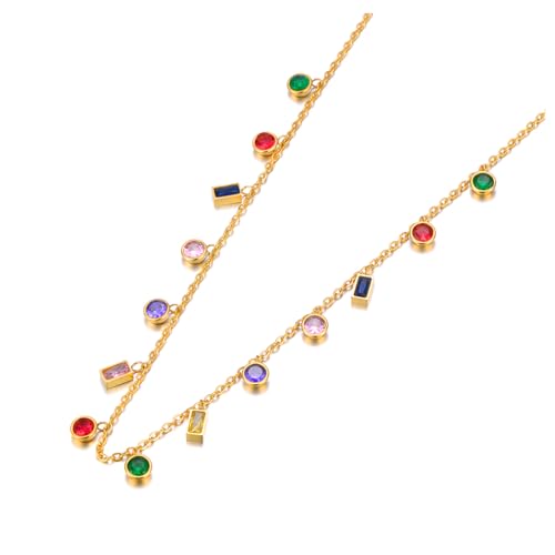 GZHENGZG Damenschmuck Schöne Halskette Bunte Cubic Choker Halskette für Frauen, Schmuck, Bohemia Beach Kette, Geschenk