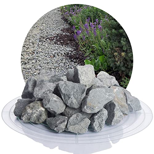 Schicker Mineral – 25 kg grauer Ziersplitt aus Diabas Gestein – Naturstein Splitt ideal zur Weg-, Hof- & Gartengestaltung – robust, witterungsbeständig & streusalzresistent (Körnung 32-56 mm)