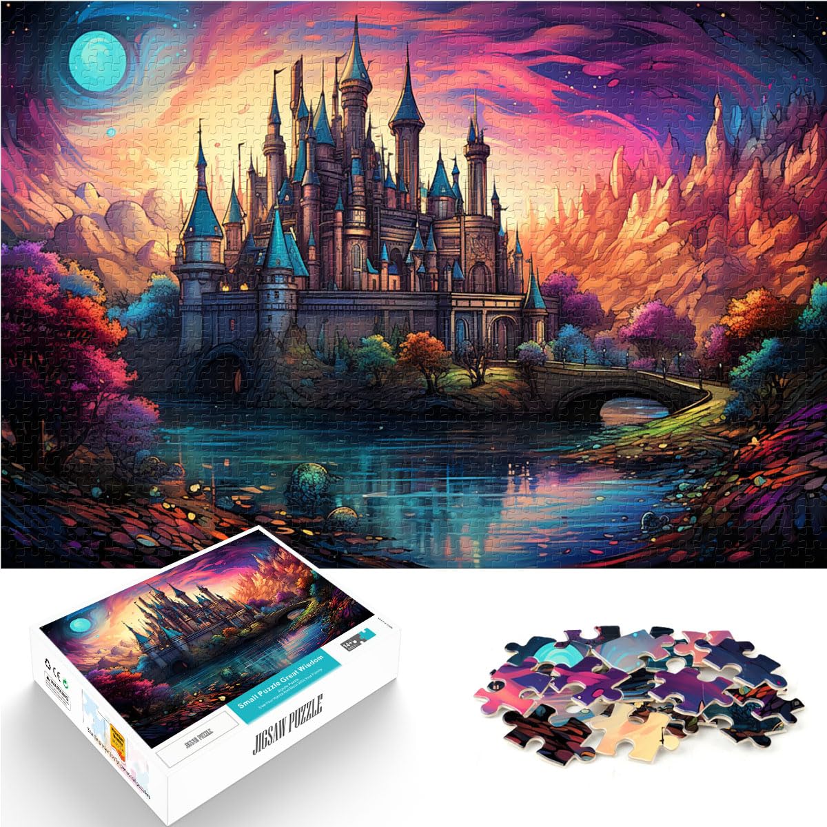 Puzzles als Geschenke Die farbenfrohe Psychedelie von Xiaomiya River Puzzles für Erwachsene 1000-teiliges Holzpuzzle als Geschenkidee 1000 Teile (50 x 75 cm)