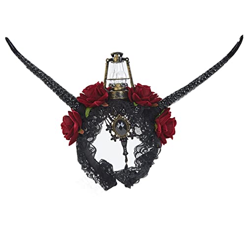 SANRLO Stirnbänder, Haarschmuck für Damen, Antilopen-Haarband, Halloween, Horn, Teufelshörner, Stirnband, Gothic-Kopfbedeckung, Tag der Toten