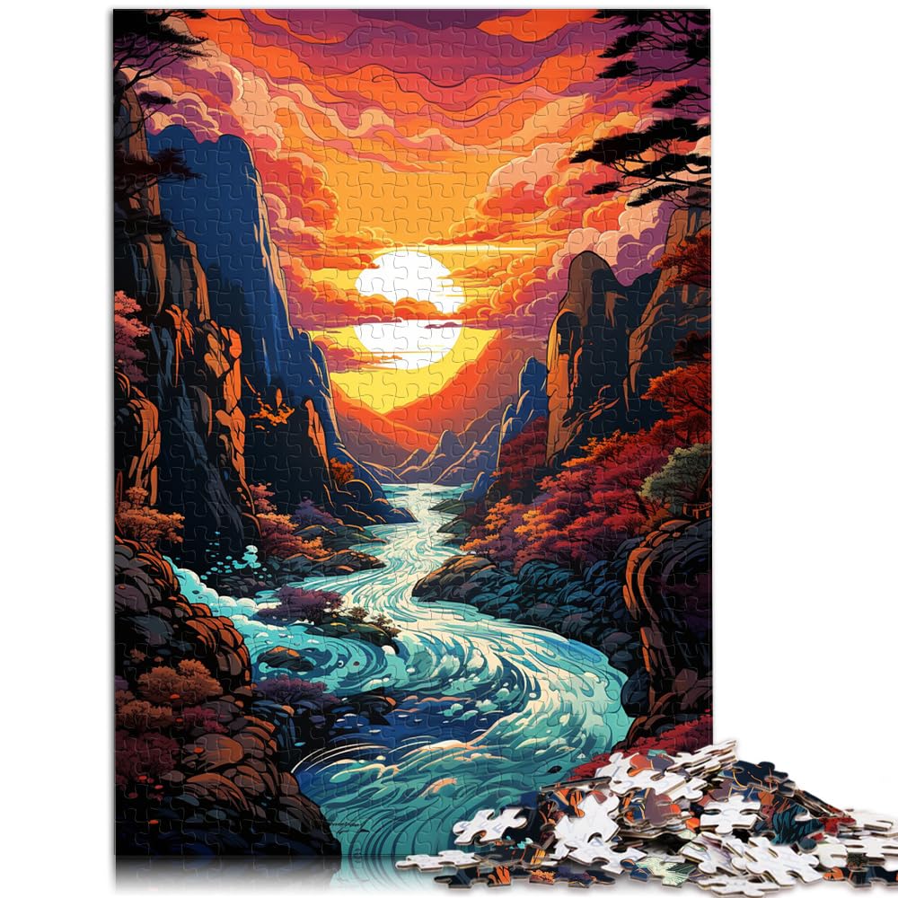 Puzzle für die farbenfrohe, psychedelische Schönheit der Akachiho-Schlucht, 1000-teiliges Puzzlespiel, Holzpuzzle, Puzzle als Geschenk, 1000 Teile (50 x 75 cm)