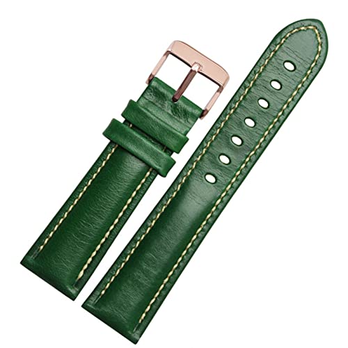 SCRUBY Für klassische Allzweck -Weave -Weave -Band -Modemarkenband 18mm 20mm 21mm 22 mm echtes Leahther Armband(Green-rose gold,18mm)