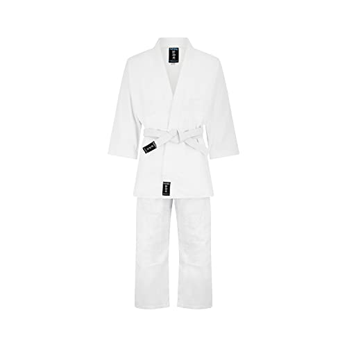 Playwell Martial Arts Judo-Uniform, mittelschwer, 400 g/m², Weiß, weiß, 3/160cm