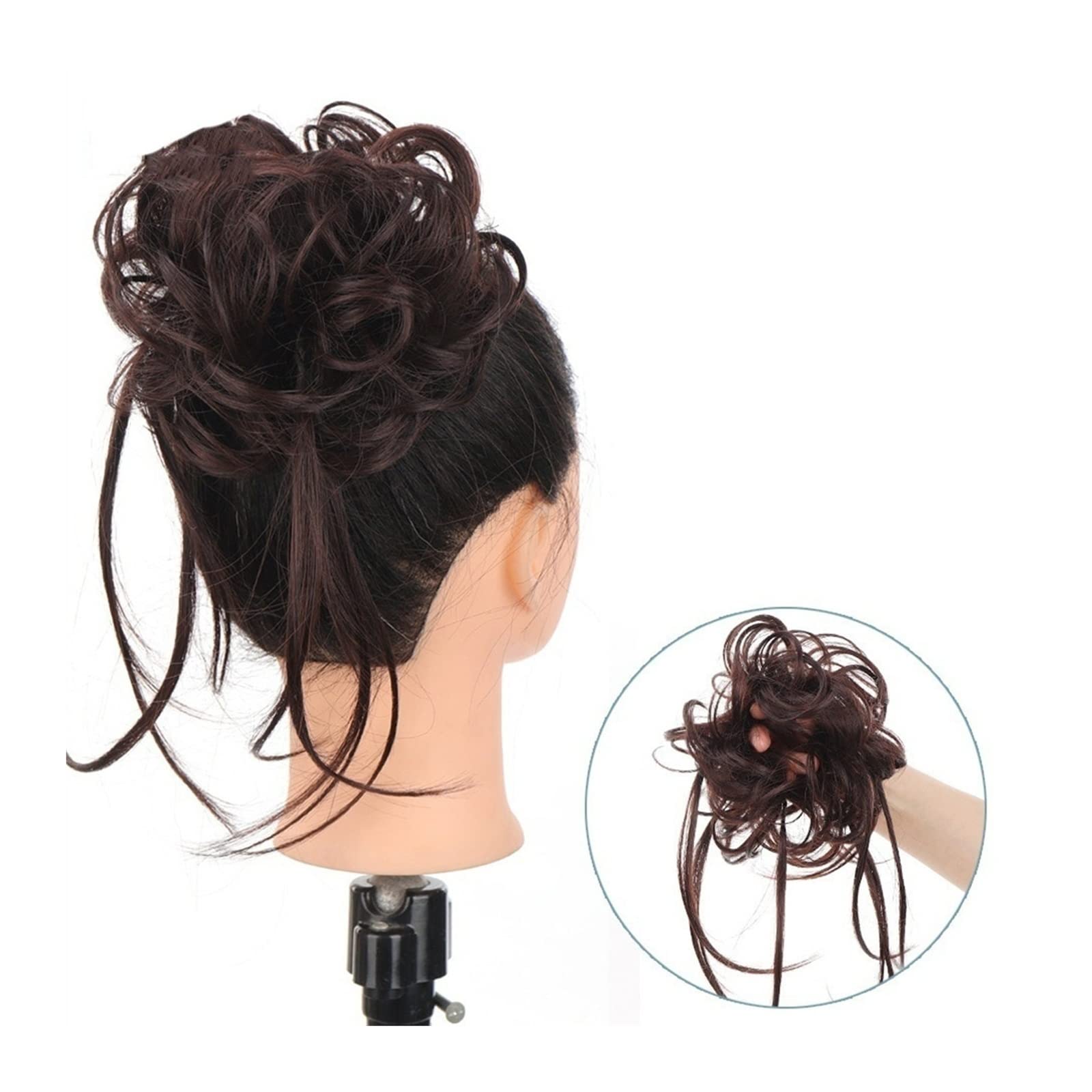 Bun Haarteile Scrunchie-Pferdeschwanz-Haarteile mit elastischem Haarband for Frauen und Mädchen, unordentliches Dutt-Haarteil, superlange, zerzauste Hochsteckfrisur, Haarknoten-Verlängerung, gewellt B