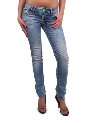 Jeans mit farbigen Nähten in Straight Fit Cipo & Baxx Standard