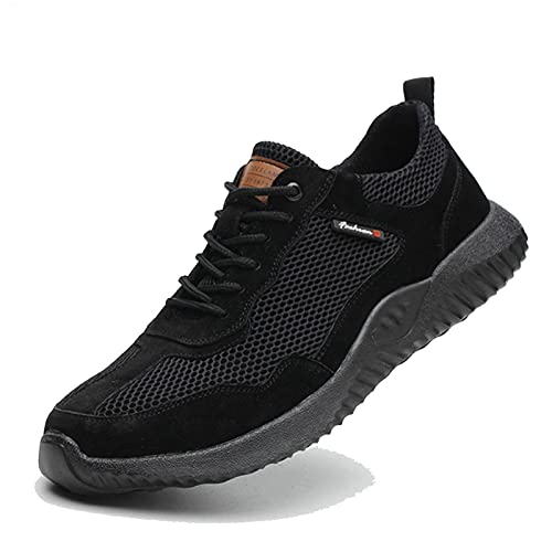 fayengan Schutzschuhe Stahlkappe Herren Leicht Damen Sicherheitsschuhe Atmungsaktiv rutschfest Arbeitsschuhe (Color : Black, Size : 39)