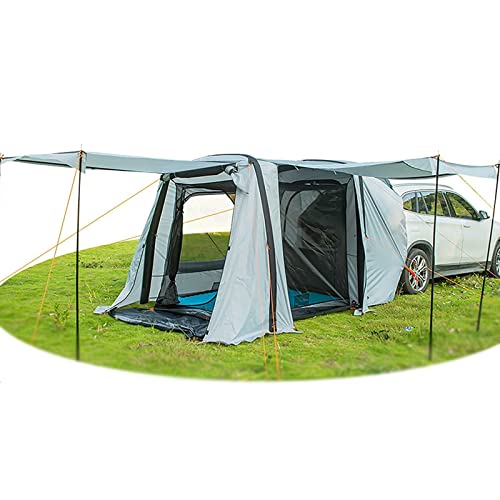 Aufblasbare Auto Zelt Heckklappe Markise Frei zu Bauen, SUV Zelte Geräumiger Sonnenschutz, Atmungsaktive Mesh Belüftung Carport Tragbares Auto Boot Zelt für Reisen, Camping, Sedan, COAPAK, Grey, 3