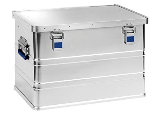 hünersdorff Aluminium-Box eco 68 Liter, wasserdicht mit Gummi-Dichtung, leicht, stabil, Klapphandgriffe, Vorbereitung für Schlösser, Farbe: silber, 451250