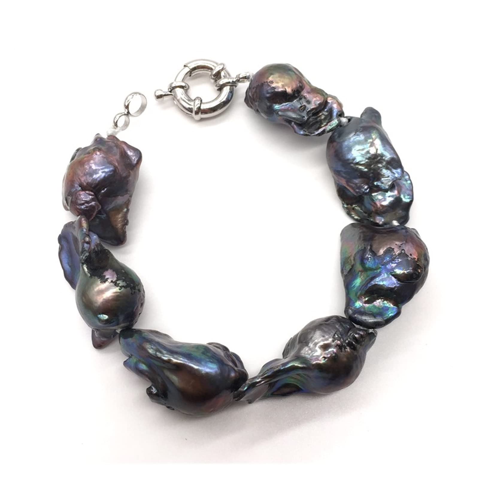 YIHANSS Armbänder Große Größe Barock Perlen Armbänder Schwarz Blau Unregelmäßige Farbe Zuchtperlen Echte Beliebte Schmuck Lady Geschenk (Color : 22cm)