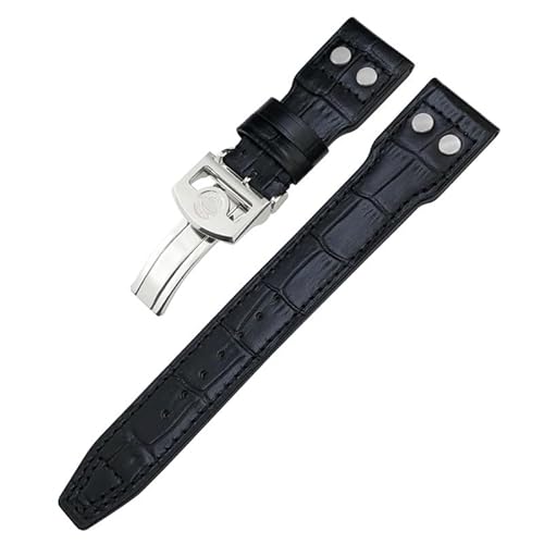 IOTUP Uhrenarmband aus dickem Echtleder, Kalbsleder, 21 mm, 22 mm, für IWC Big Pilot Spitfire IW5009 IW3777, Nieten, Rindsleder, 22 mm, Achat