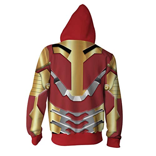 QYIFIRST Unisex Anime 3D Druck Kapuzenpullover Iron Tony Reißverschluss Sweatjacke Gold L (Brustumfang 110cm)