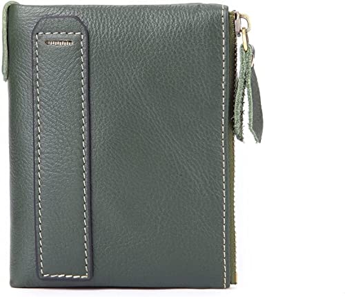 VSULZVNU Kartenetuis Damen Leder Geldbörse Weibliche Münzbörse Echtes Leder Kurze Damen Clutch Geldbörsen Ausweishalter Geldtaschen (Farbe: Blau)