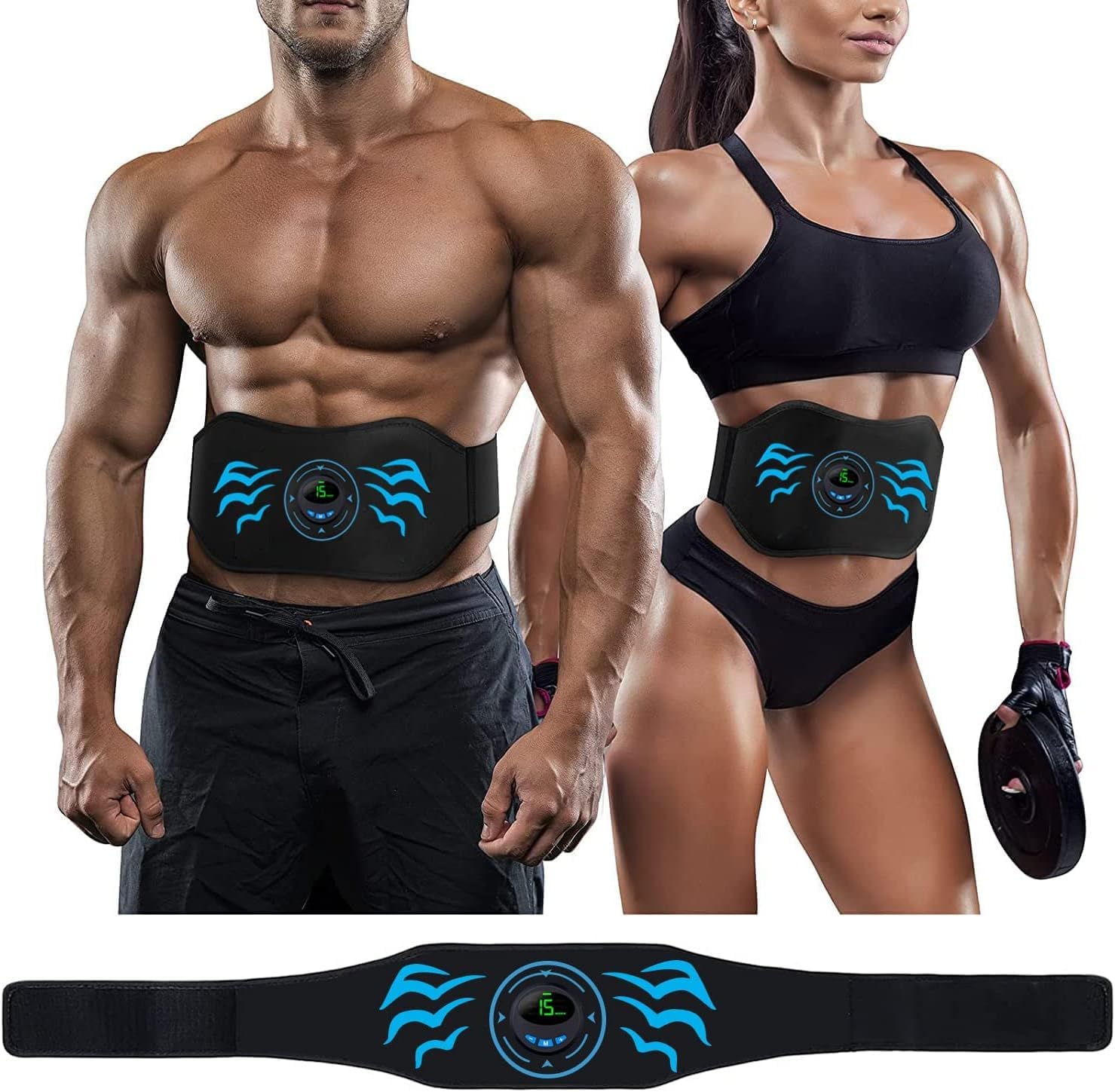 WARDBES EMS Bauchmuskeltrainer, EMS Trainingsgerät, USB Wiederaufladbar Muskelstimulator, Bauchtrainer Ganzkörper ABS/Bauch/Arm/Po Trainer, Männer und Frauen