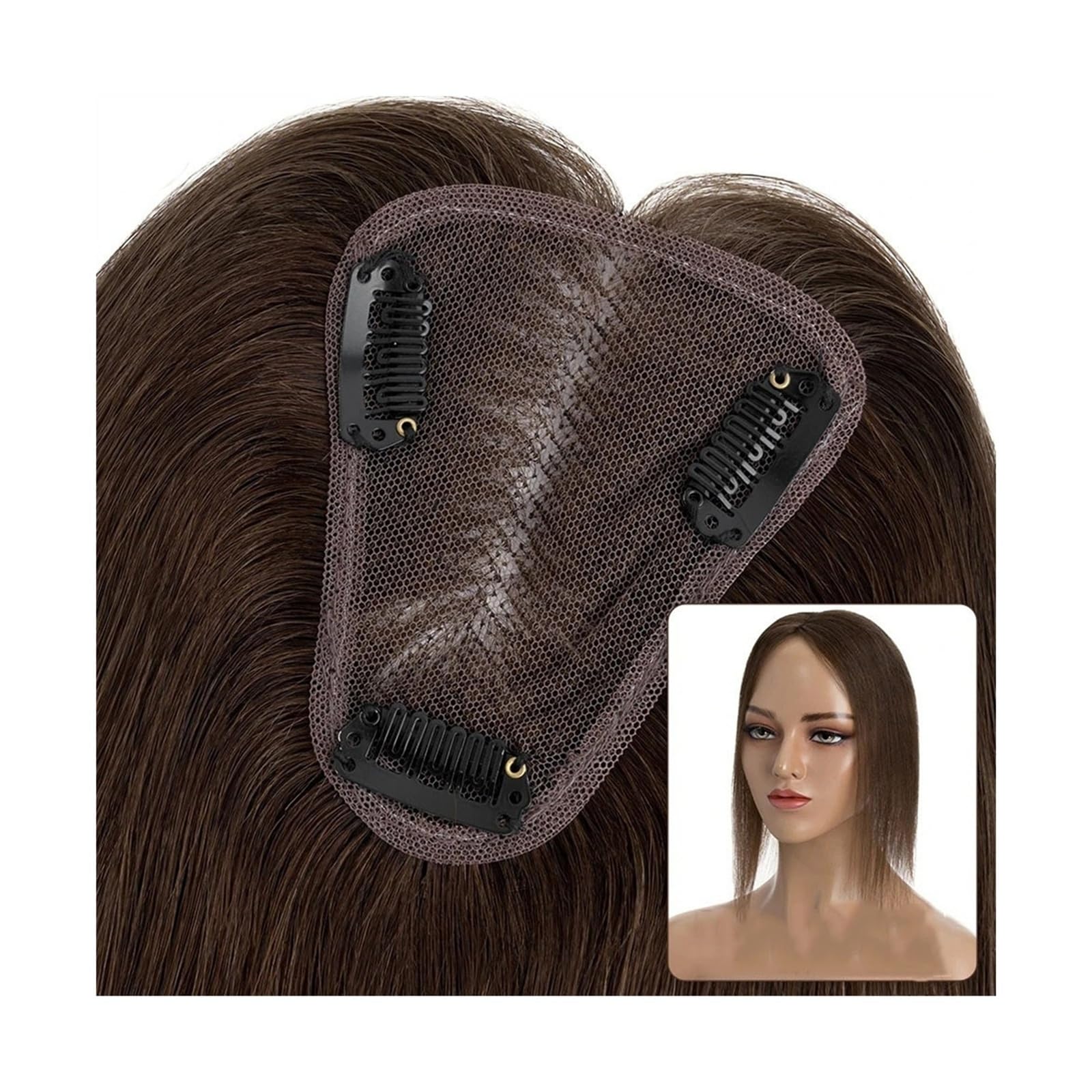 Haartopper für Frauen Haar-Topper, 8 x 10 cm, handgefertigt, feine Mono-Basis, Damen-Topper, Clip-in-Echthaarverlängerungen, 6–14 Zoll, glattes Haar, Einzelknoten, Mono-Haarteil Haarteil Topper Toupet