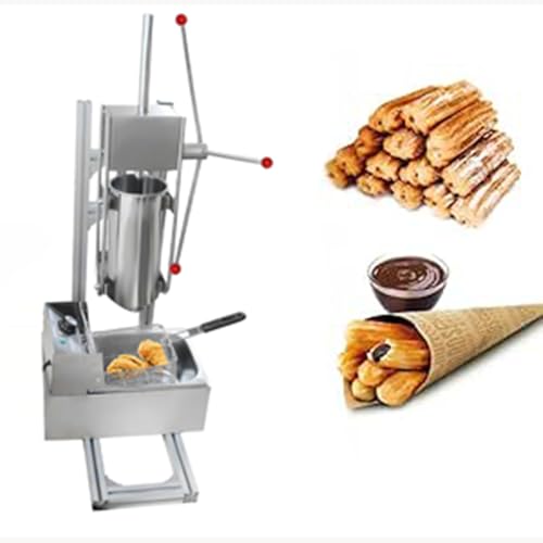 lwjunmm Kommerzielle Churro Maker Maschine Handkurbel Edelstahl Professionelle Churro Maker Home Vertikale Typ Manuelle Spanische Donuts Churros Fill Maschine für Restaurants (6L / Fritteuse),A