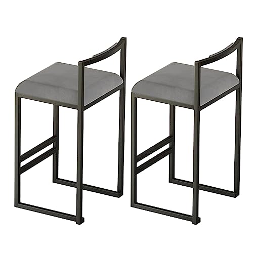 TBSZCM Barhocker 2er-Set, gepolsterte Barhocker mit Rückenlehne für Kücheninsel, Barstühle in Thekenhöhe für Esszimmer, Wohnzimmer, Bistro, Pub, Schlafzimmer, Sitzhöhe 65 cm, Grau Run forward