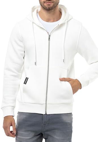 Cipo & Baxx Herren Sweatjacke Sweatshirt Basic Kapuzenpullover Reißverschluss Sweat CL556 Ecru M