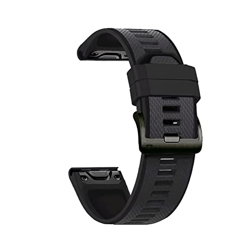 MINGSHAN 22mm Schnellrelease-Silikon-Armbandband, kompatibel mit Garmin FENIX 6 PRO FENIX 5 Forerunner 935 945 Ansatz S62 Marq. Intelligentes Uhrenband(Black,22mm)