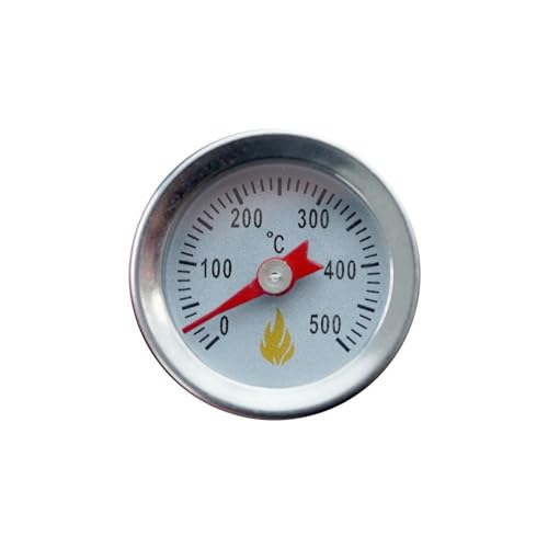 Feuerfest 123 - Edelstahl Grillthermometer Mini mit Anzeige bis 500 °C, analoges Ofenthermometer mit Einschraubgewinde, BBQ-Thermometer als ideale Ergänzung für Ofen, Grill und Smoker