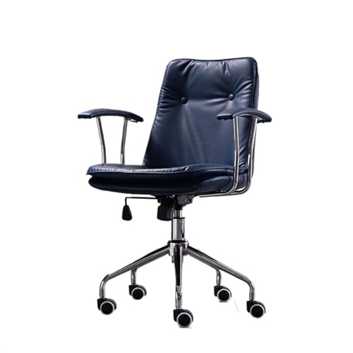 Bürostühle Moderner Bürostuhl aus PU-Leder, bequemer Schreibtischstuhl for das Home-Office mit Rollen und Armlehnen, Konferenzstuhl, ergonomischer Stuhl, verstellbarer Drehstuhl Schreibtischstuhl(Blue