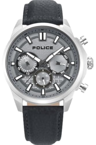 Police Watches rangy Herren Uhr analog Quarzwerk mit Leder Armband PEWJF0021001