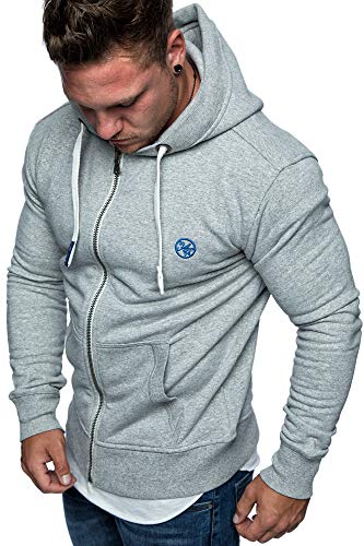 Amaci&Sons Herren Zipper Kapuzenpullover Sweatjacke Pullover Hoodie Sweatshirt 1-04029 Hellgrau 3XL