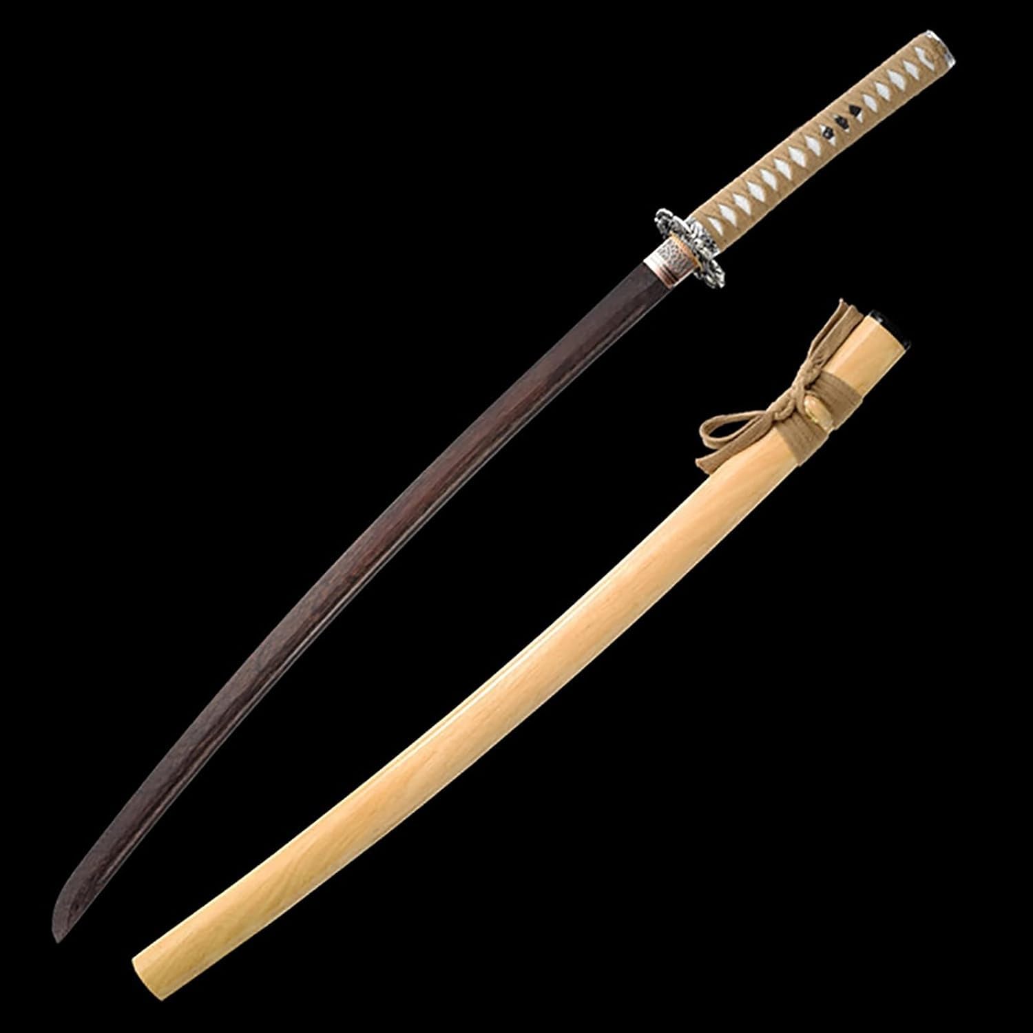 MAUXpIAO Katana aus natürlichem Palisander, handgefertigtes Samurai-Schwert aus Holz mit Scheide, 103 cm Bokken für Ausstellung, Cosplay, Sammlung, Kendo-Training echt/H/103cm