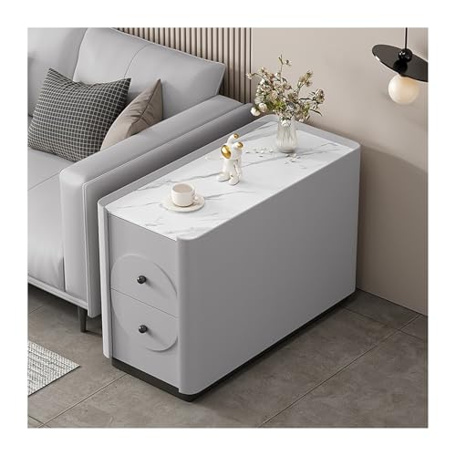 FUHAI-666 Sofa Sideboard Moderner Lagerschrank Schiefer + Massivholz Beistelltisch Wohnzimmer Home Kreativer Ecktisch(80x30x55cm,E)