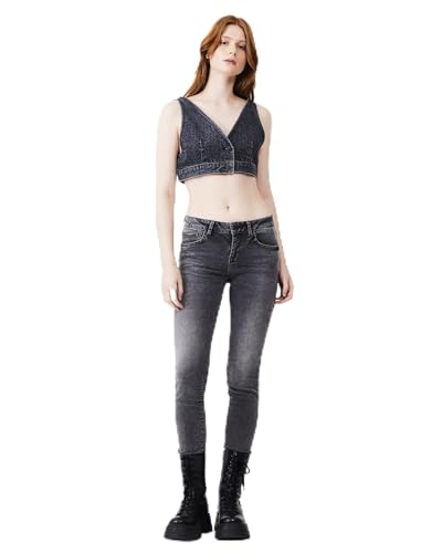 LTB Jeans Damen Nicole - Skinny Fit mit Mittlere Taille und Reißverschluss in Grau aus Baumwollmischung - Größe W24L30