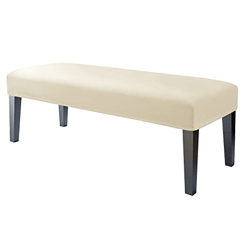 JHLD 1 Stück Universal-Bezug für Esszimmer-Bank, Samt Bezug für Esszimmerstuhl Stretch Dining Bench Cover für Esszimmer weiche Spandex Stuhlhussen Für Wohnzimmer Schlafzimmer -Beige-1 Stück