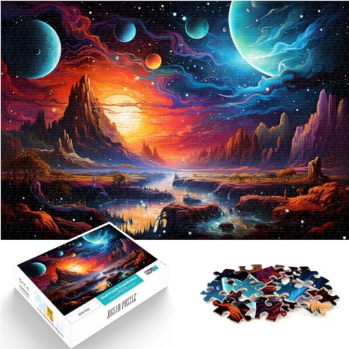 Puzzle zum Verschenken, farbenfrohe, psychedelische Wasserwelt im Weltraum, 1000 Teile für Erwachsene, schwierige Puzzles aus Holz, Puzzle zum Verschenken, 1000 Teile (50 x 75 cm)