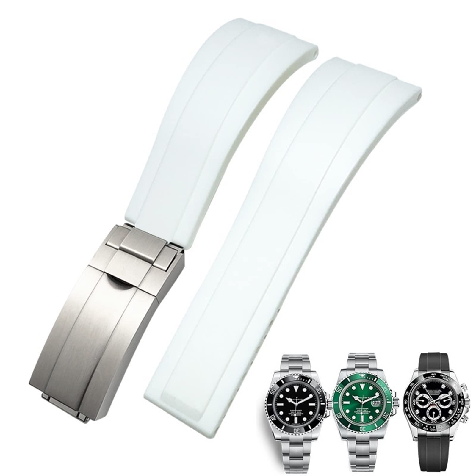 NEYENS Gummi-Uhrenarmband für Rolex Daytona Submariner GMT Yacht-Master Oysterflex Silikon-Armband mit Faltschließe, 20 mm / 21 mm, 21 mm, Achat