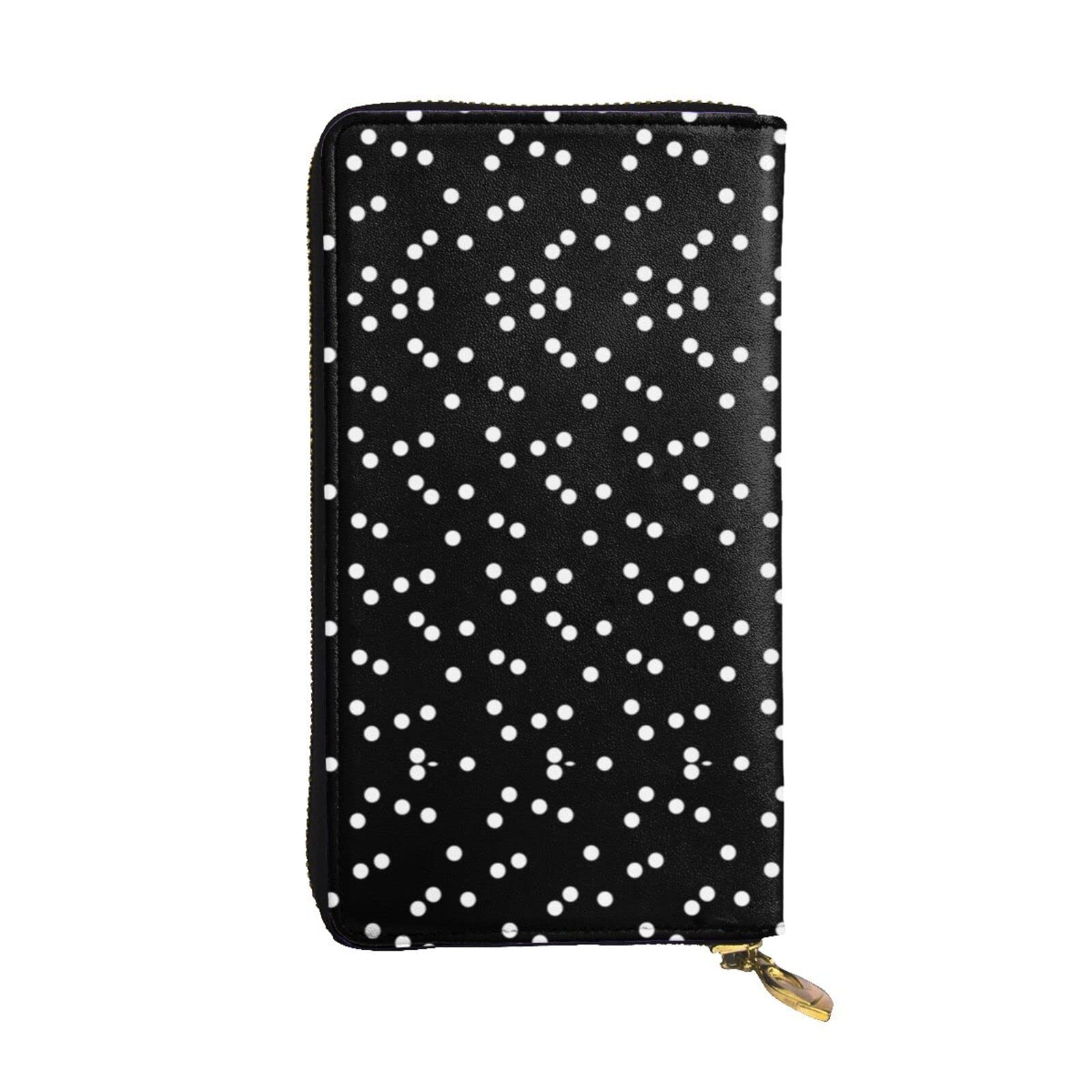 DMORJ Schwarz Weiß Polka Dots Leder Lange Clutch Geldbörse: 19 x 10 cm Bequem Leicht Wasserdicht Langlebig Schönes Geschenk, Schwarz, Einheitsgröße, Schwarz , Einheitsgröße