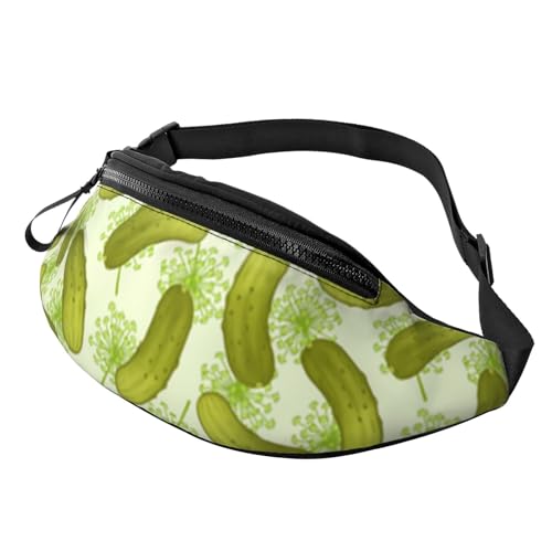 HSJFS Runner Bull Skull Printed Sports Crossbody Waist Bag Casual Chest Bag, Sushi Dill Pickles, Einheitsgröße