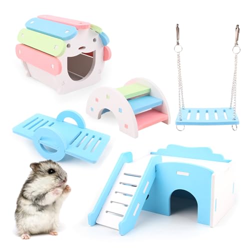 5pcs Hamster Spielzeug Set Entertainment Spielzeug mit Leiter Haus Schaukel Spielzeug Papageien Klettern Spielzeug Kleintier Lustiges Geschenk