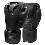 Boxhandschuhe,LangRay Boxhandschuhe aus Kunstleder Box Handschuh Herren Set Boxhandschuhe Damen Punching Handschuhe für Kampfsport MMA Sparring und Boxen, Schwarz 16oz