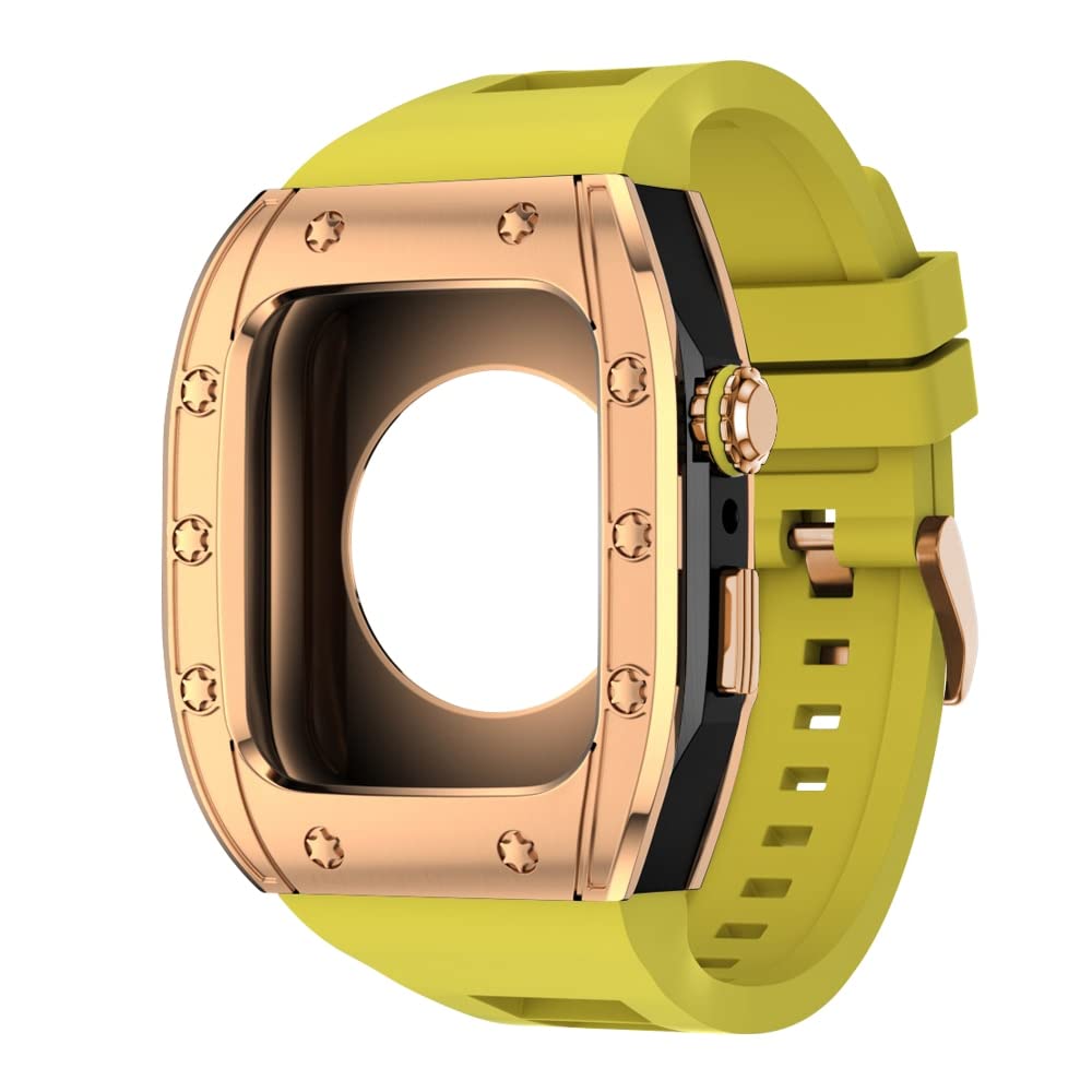 KANUZ Edelstahl-Gehäuse für Apple Watch 7er-Serie, 44 mm, 45 mm, Armbandzubehör, DIY-Modifikationsset, Abdeckung für iWatch 7, 6, SE, 5, 4 (Farbe: L, Größe: 45 mm für 7)